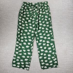 Old Navy Pajama Pants Womens M Green Polar Bear Print Cotton Drawstring Pockets